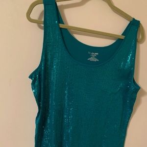 Lane Bryant, 14-16, Sequined Tank, Gorgeous Aqua